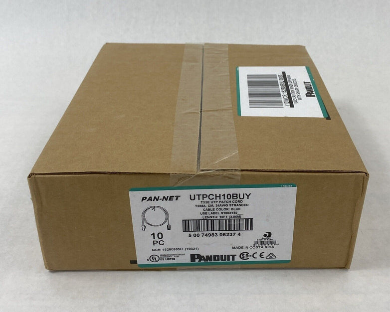 Lot of 10 Panduit UTPCH3YLY 10ft Blue TX5E UTP Patch Cord T568A