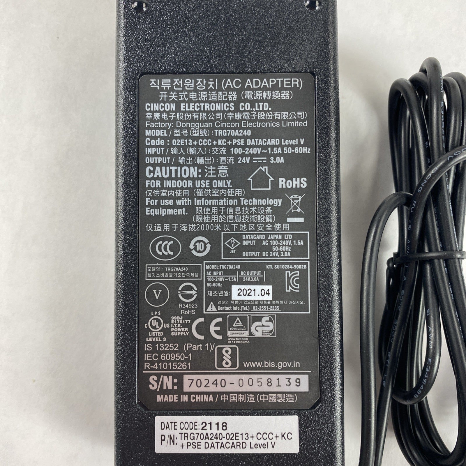 Cincon TRG70A240 AC Adapter Lot of 27