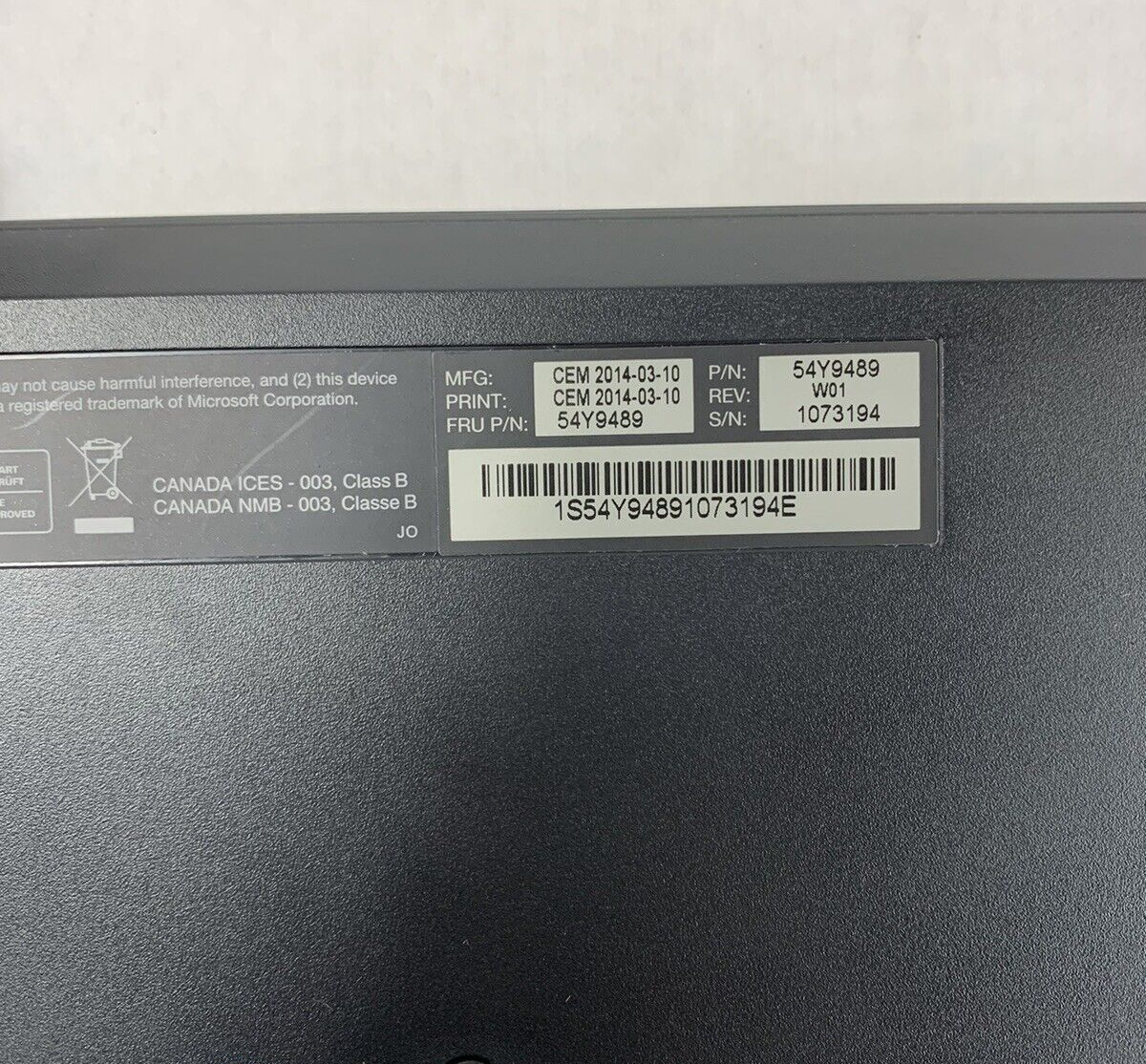 Lot of 3 Lenovo KU-0989 Keyboard 54Y9489