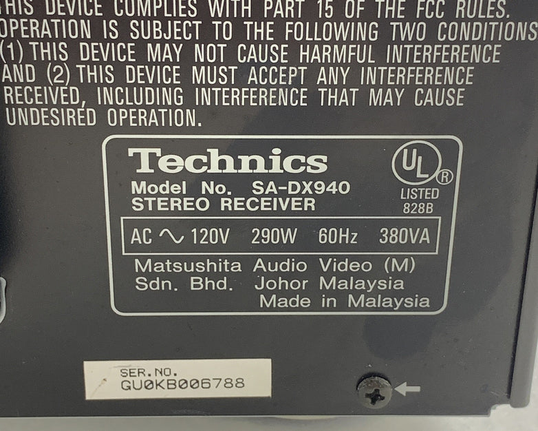 Technics SA-AX540 Receiver HiFi Stereo 5.1 Channel Tested No Remote