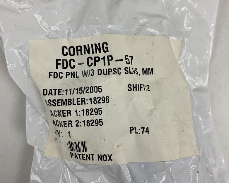 Corning FDC-CP1P-57 PNL W/3 Duplex SC Fiber SLVS