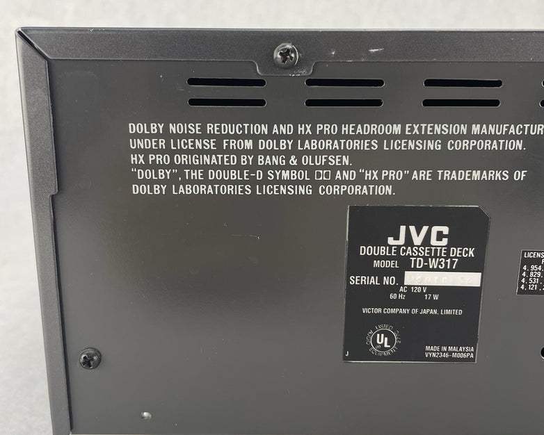 Vintage JVC TD-W317 Double Dual Cassette Deck For Parts