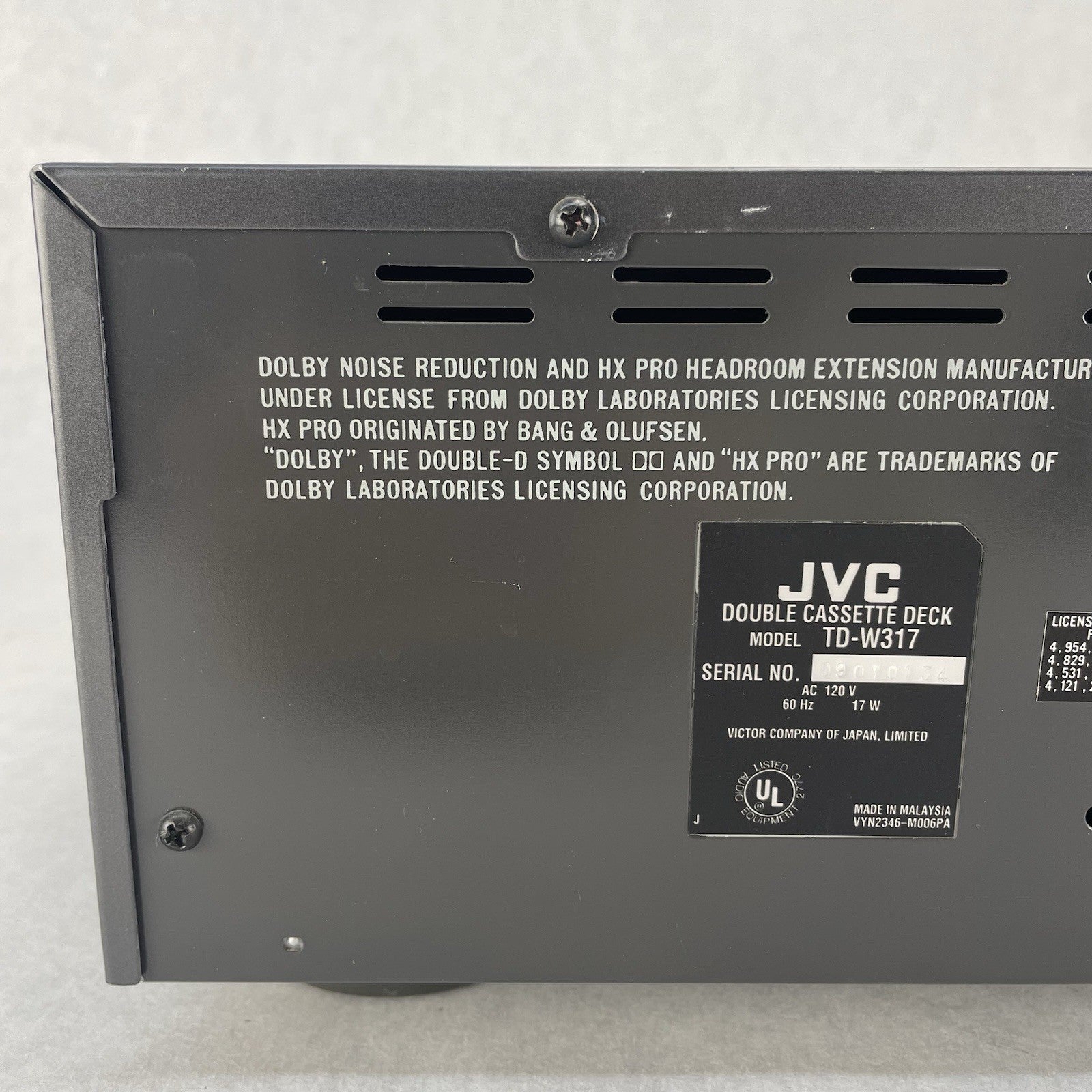 Vintage JVC TD-W317 Double Dual Cassette Deck For Parts