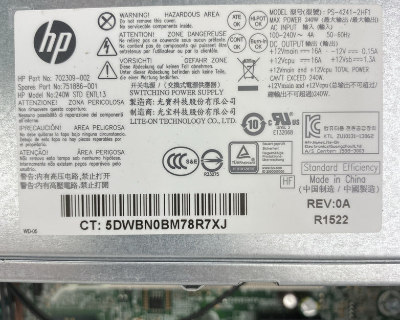 HP EliteDesk 800 G1 SFF Intel Core i5-4590 3.30GHz 8GB RAM No HDD No OS