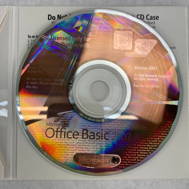 Microsoft Office 2007 Basic Edition BE UNSEALED English for Dell 0YY660 Windows