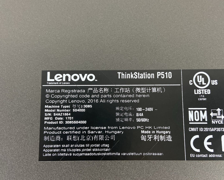 Lenovo ThinkStation P510 Intel Xeon E5-1630 V4 3.7GHz 64GB RAM No HDD/GPU/OS