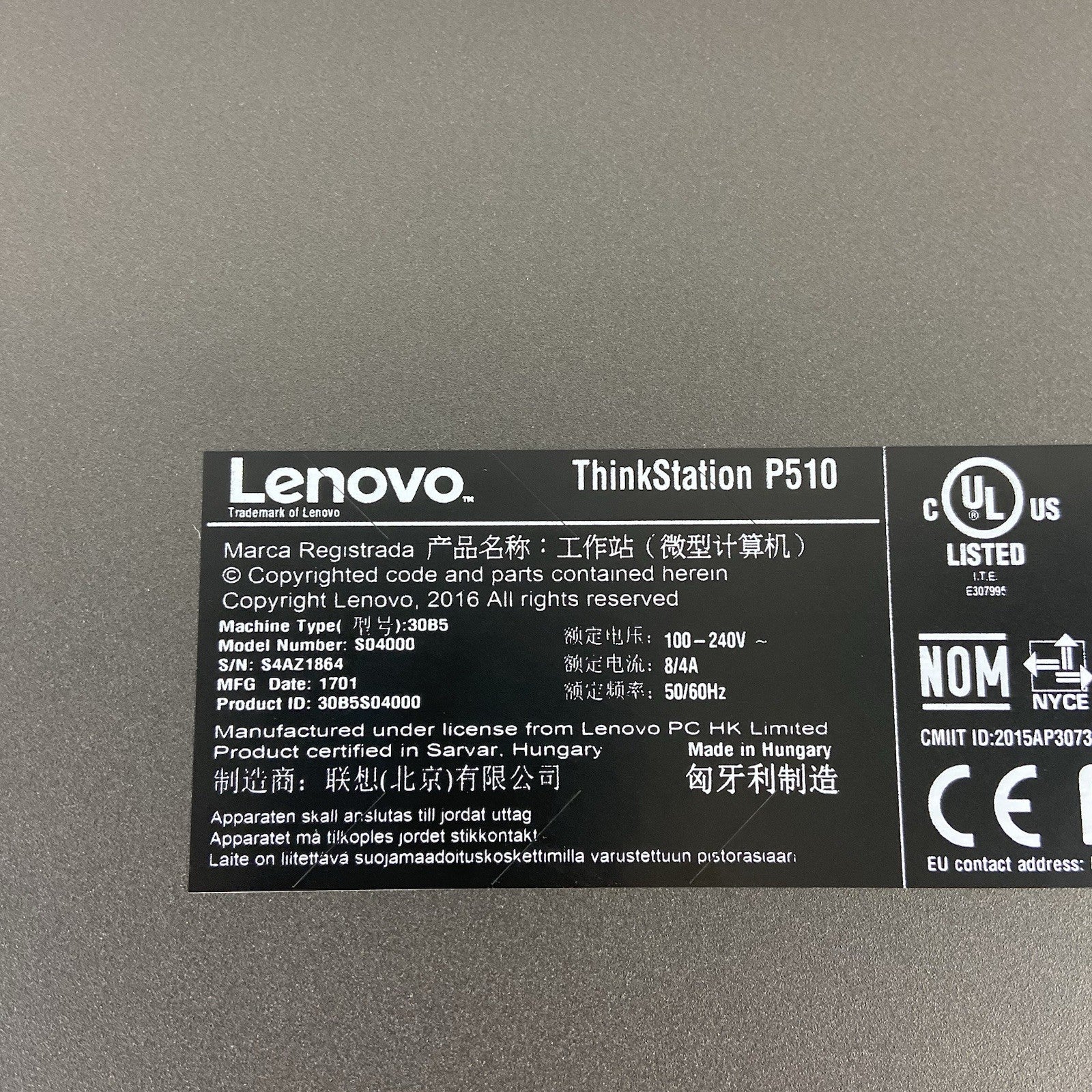Lenovo ThinkStation P510 Intel Xeon E5-1630 V4 3.7GHz 64GB RAM No HDD/GPU/OS8