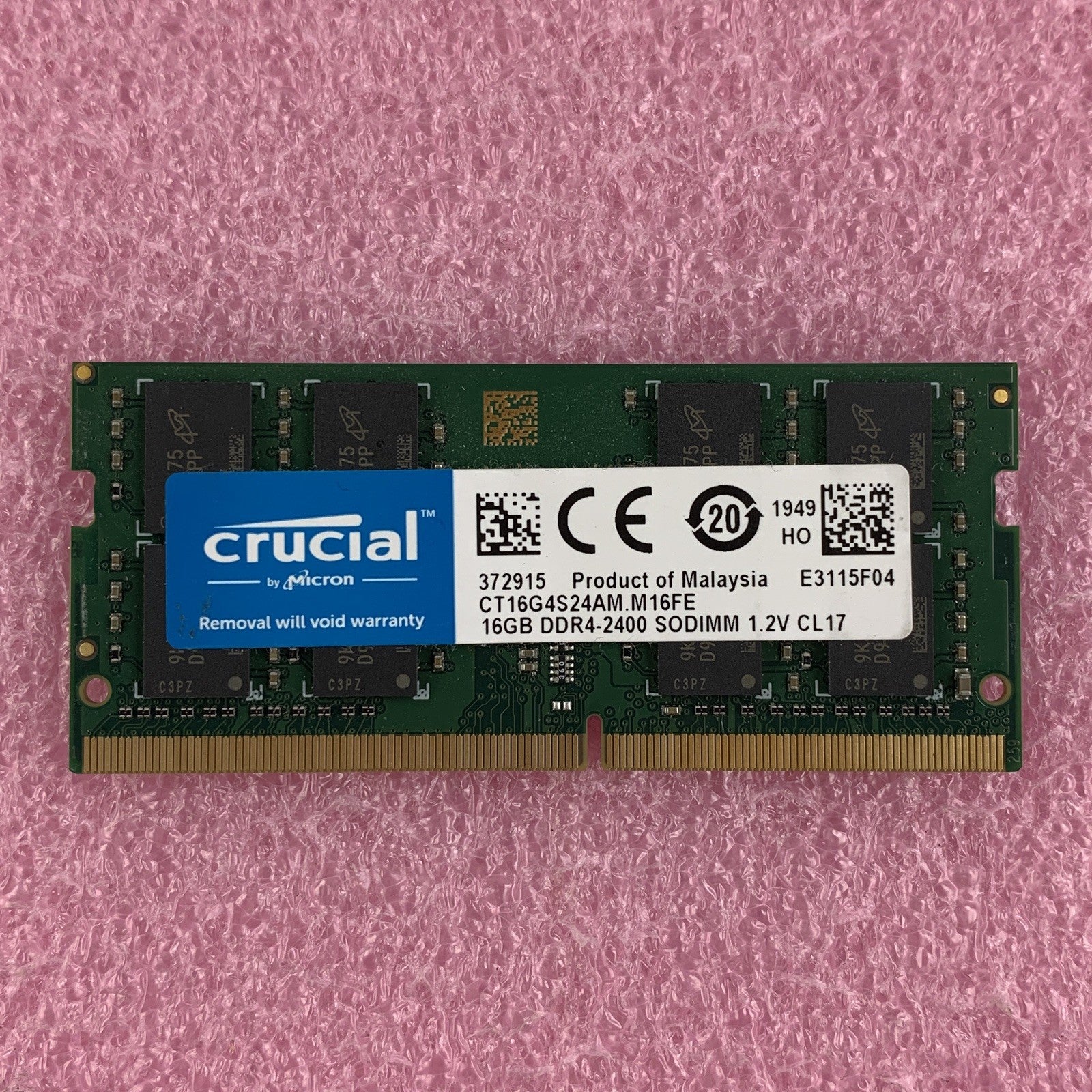 Crucial CT16G4S24AM.M16FE 16 GB DDR4 240MHz PC4-19200 Laptop Memory RAM