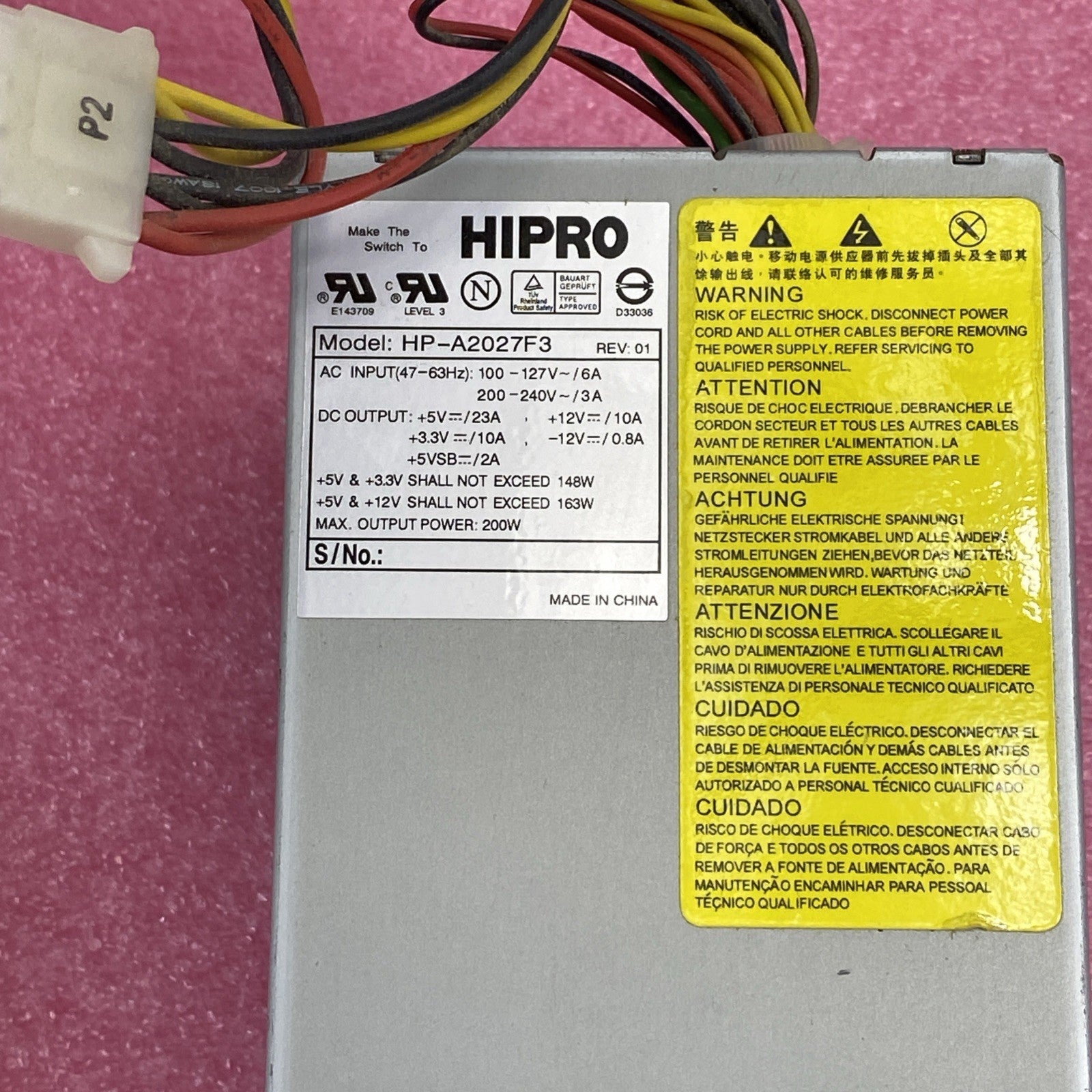 Hipro HP-A2027F3 200W Power Supply 0950-4106