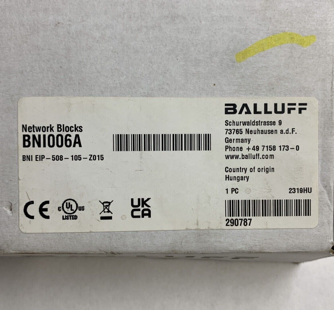Balluff BN1006A Distribution Box 8-In/8-Out M12 Ports BNI EIP-50 Untested