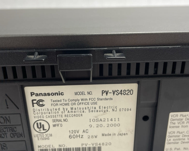 Panasonic Blue Line PV-VS4820 Omnivision Missing Faceplate Tested Working