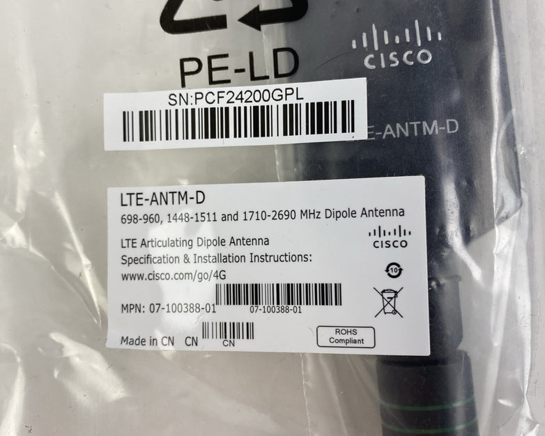 Cisco 4G-AE010-R Antenna Extension Base 10' Cable w/ LTE-ANTM-D Antenna Lot of 2