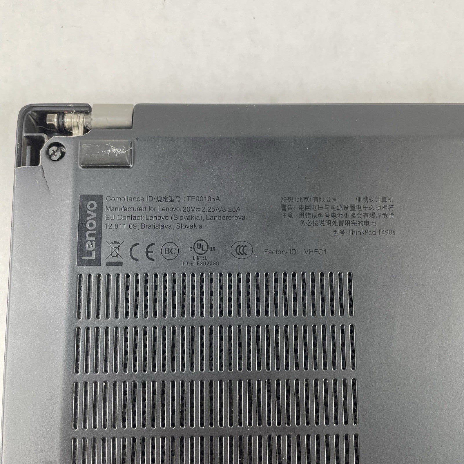 Lenovo ThinkPad T490s 14" i5-8365U 1.60 GHz 8 GB RAM No SSD/OS/AC - Bad Corner16