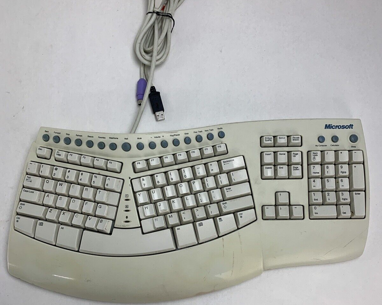 Microsoft RT9431 Natural Multimedia Keyboard Ergonomic Comfort PS/2 & USB Tested