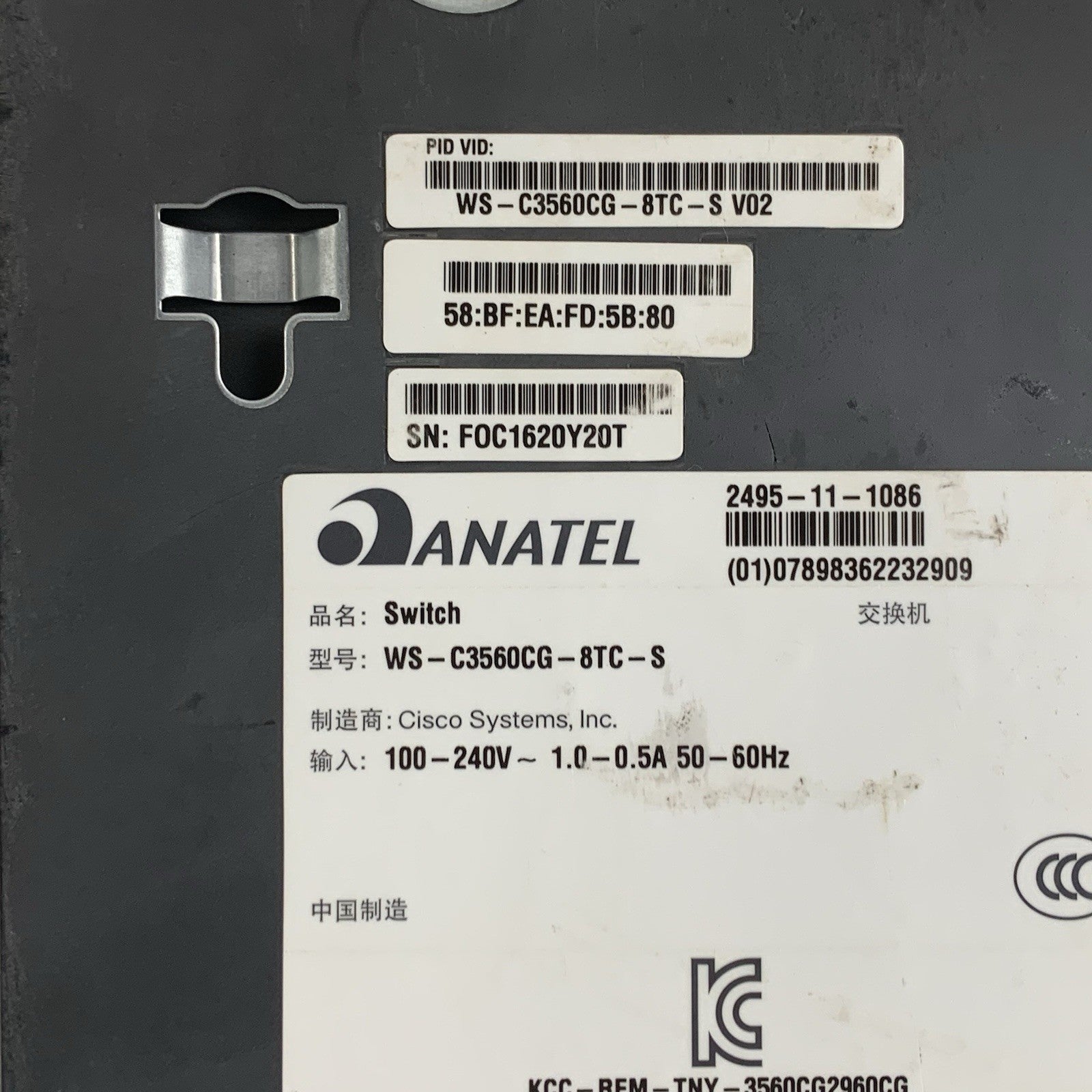 Cisco Catalyst 3560 WS-C3560CG-8TC-S Managed Switch 8-Port 1GbE Tested w/ Ears10