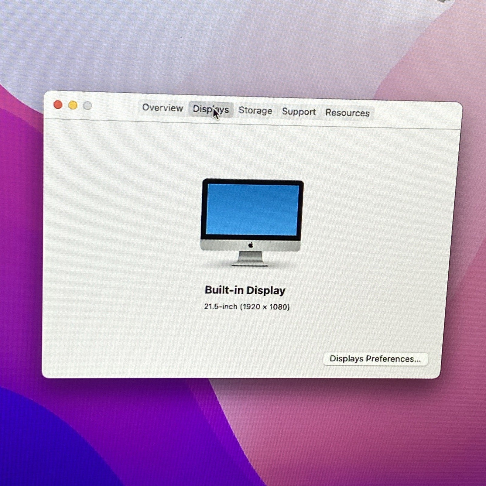 Apple A1418 iMac 21.5" 2015 2.8 GHz Core i5 8GB RAM 250 GB SSD macOS 12.7.6