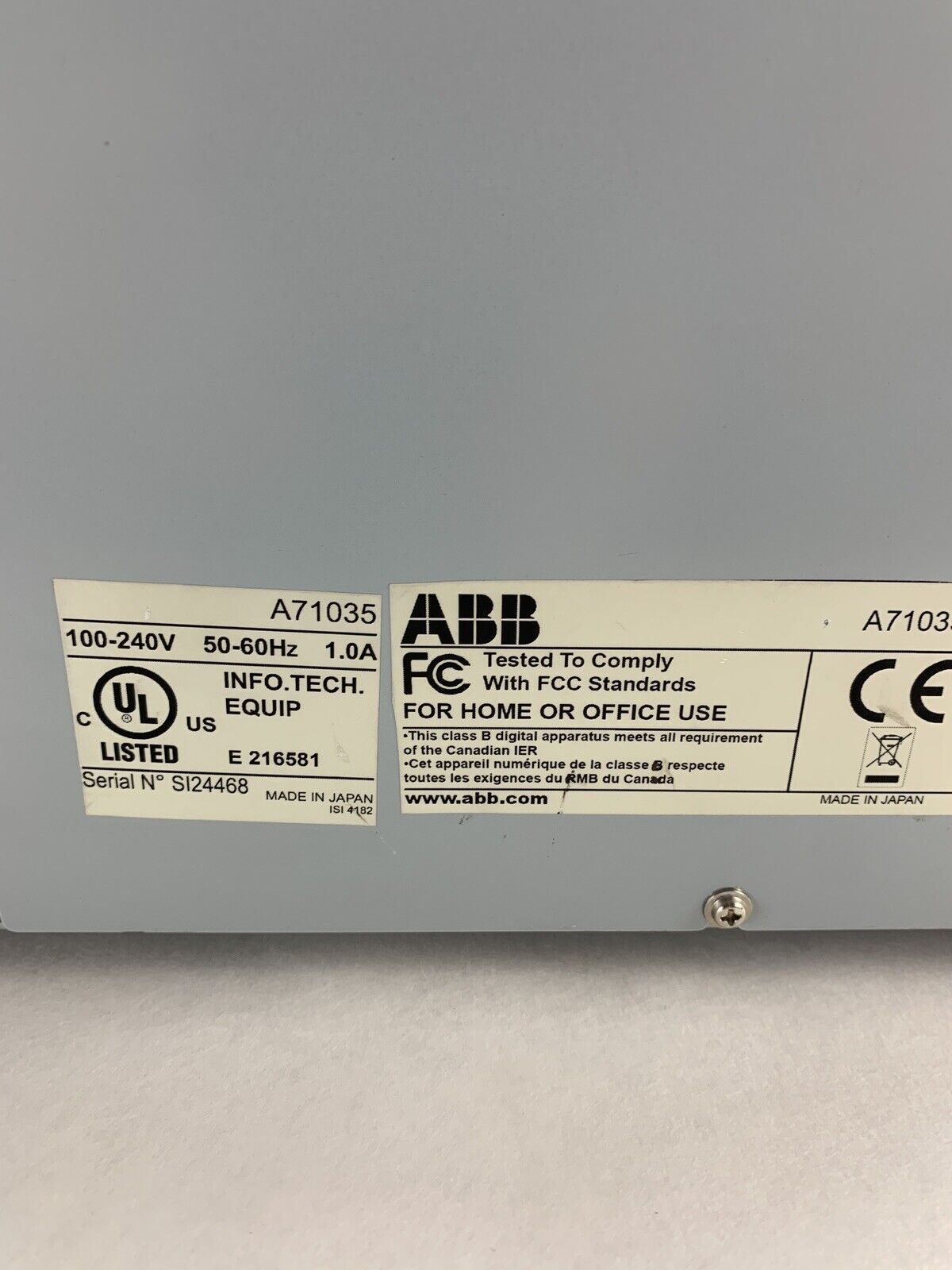 ABB HTP500 Thermal Transfer Marking System Powers on Bad Cover Hinge