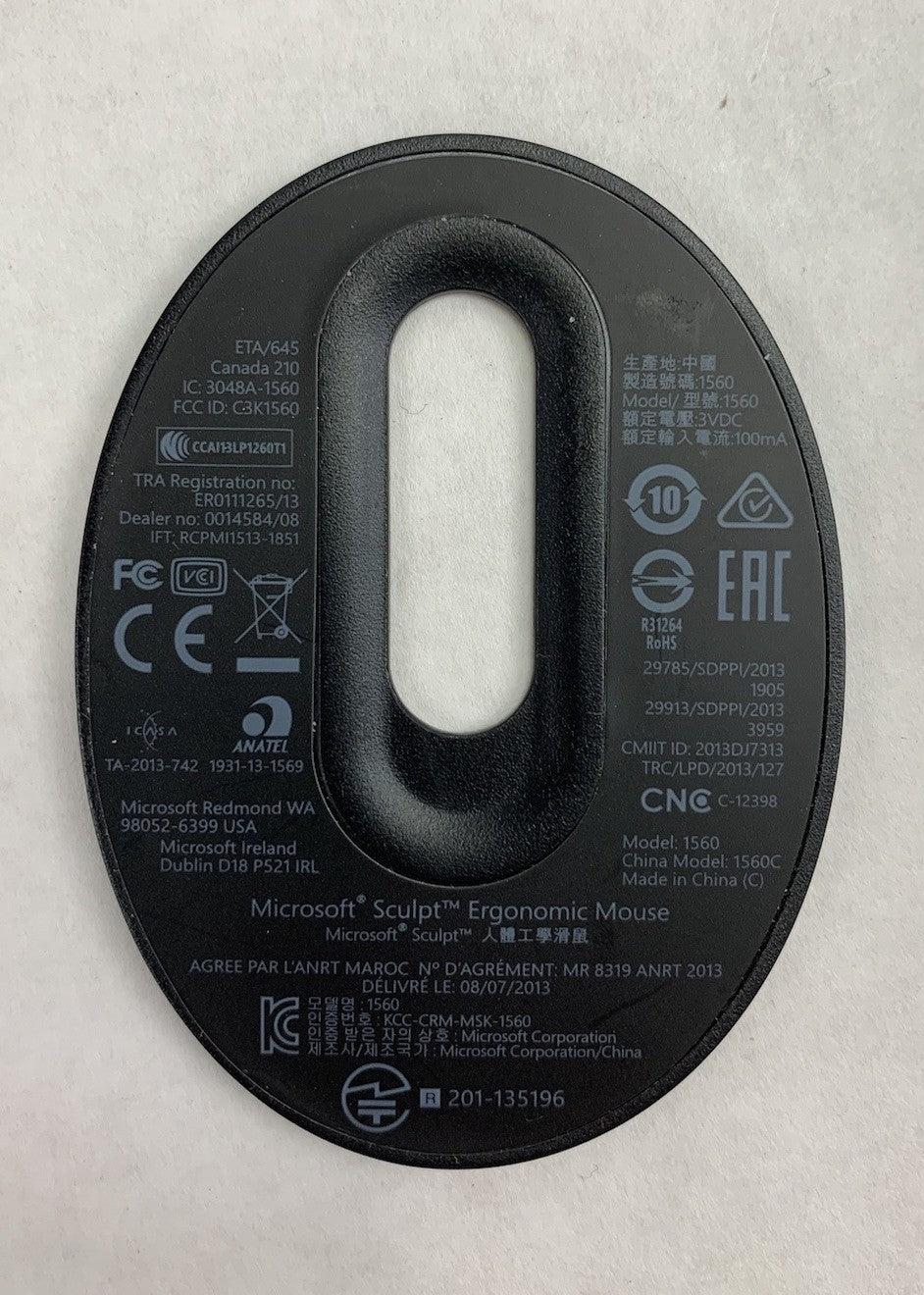 Microsoft Sculpt 1560 Ergonomic Mouse No USB Dongle