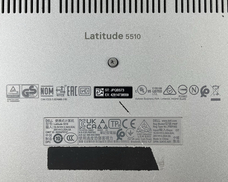 Dell Latitude 5510 15.6" i5-10210U 1.60 GHz 8 GB RAM No SSD/OS/AC - Worn READ