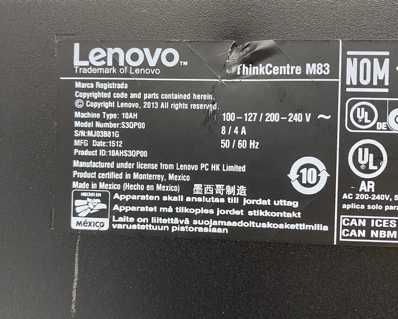 Lenovo ThinkCentre M83 SFF Intel Core i3-4150 3.5GHz 2x4GB RAM No HDD No OS