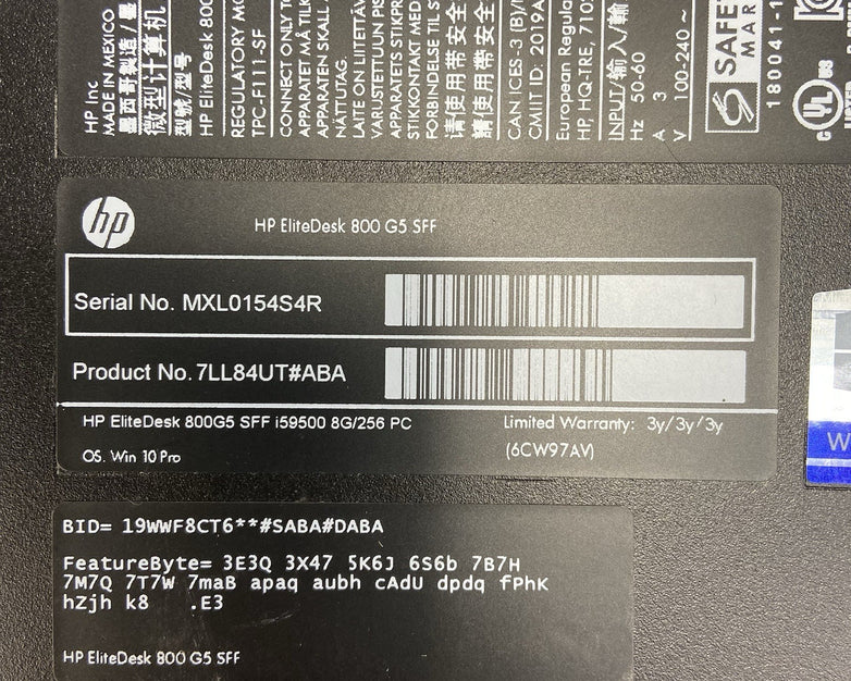 HP EliteDesk 800 G5 SFF Intel Core i5-9500 3GHz 8GB RAM No HDD No OS