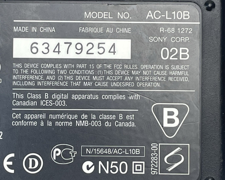 Sony AC-L10B OEM AC Adapter Lot of 3