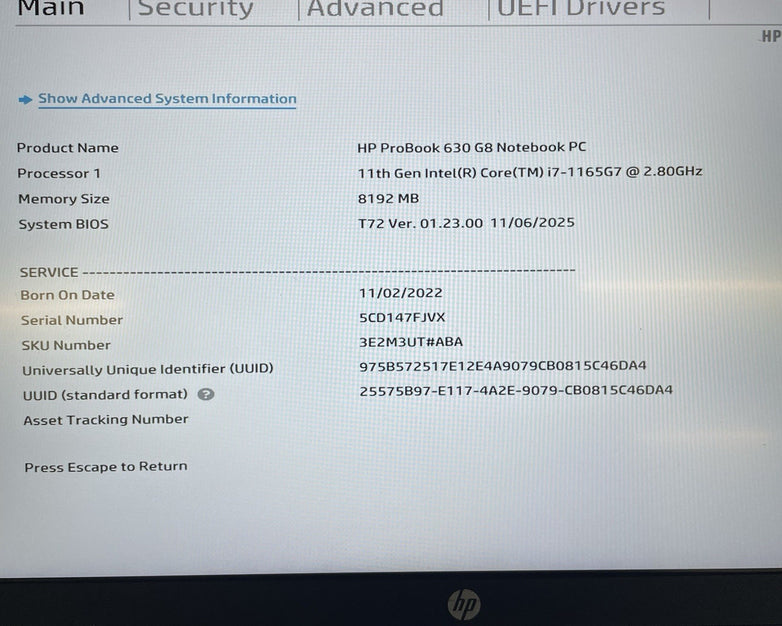 HP ProBook 630 G8 13.3" i7-1165G7 2.80 GHz 8 GB RAM No SSD/OS/AC - Dents