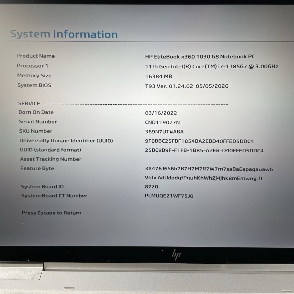 HP EliteBook x360 1030 G8 13.3" i7-1185G7 3.0GHz 16GB RAM No SSD/AC/OS/Batt-READ2