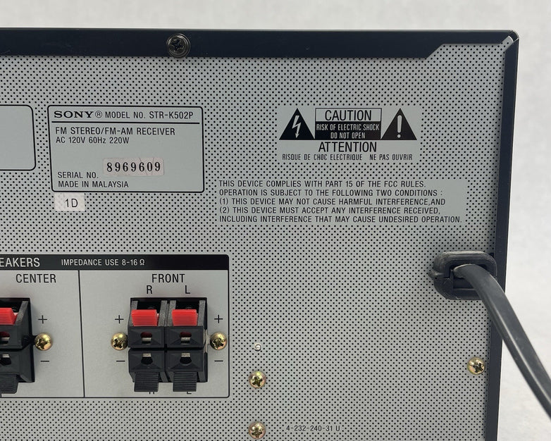 Sony STR-K502P Receiver HiFi Stereo 5.1 Channel Home Theater Audio Tested