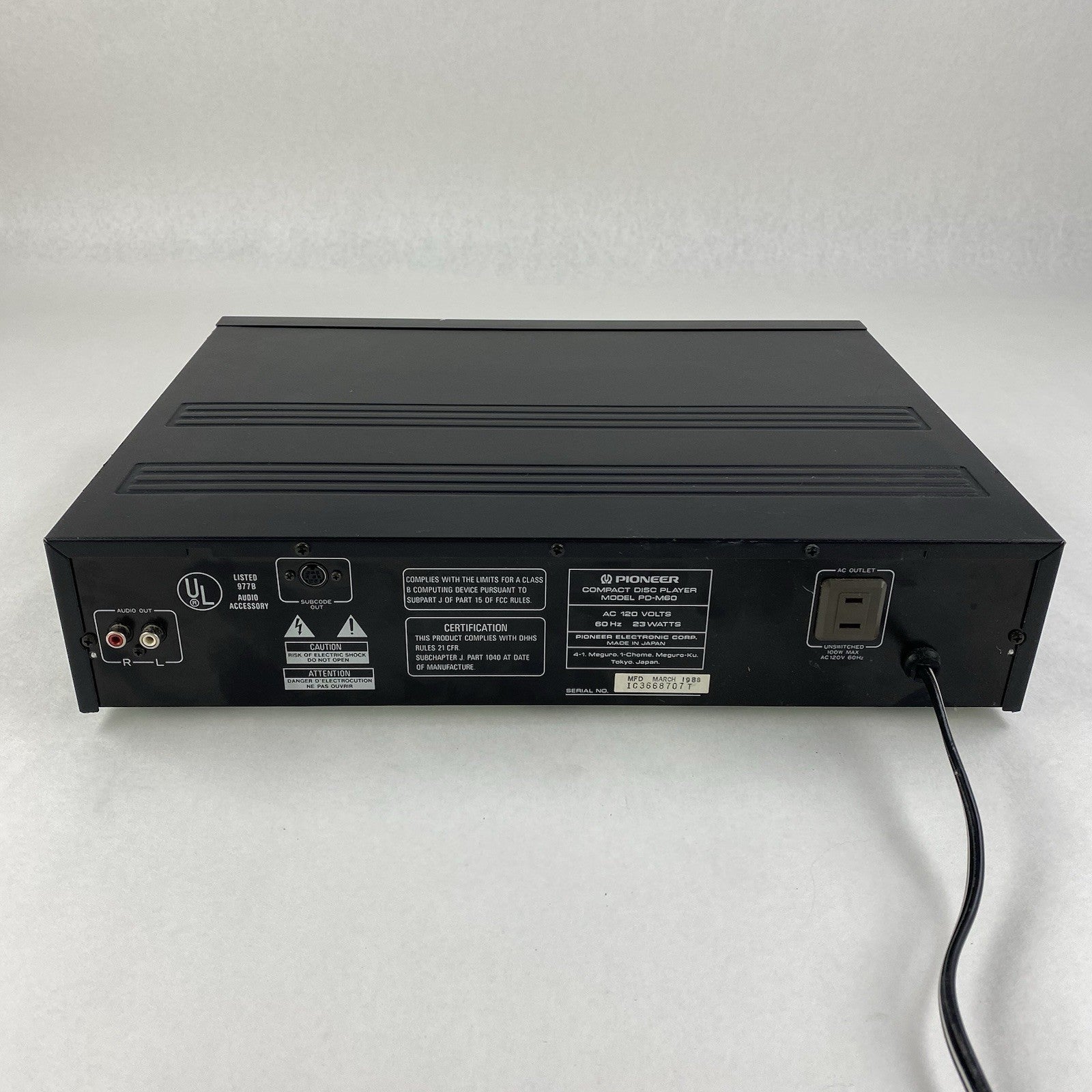 Pioneer PD-M60 Multi-Disc Compact Disk Player No Remote Tested