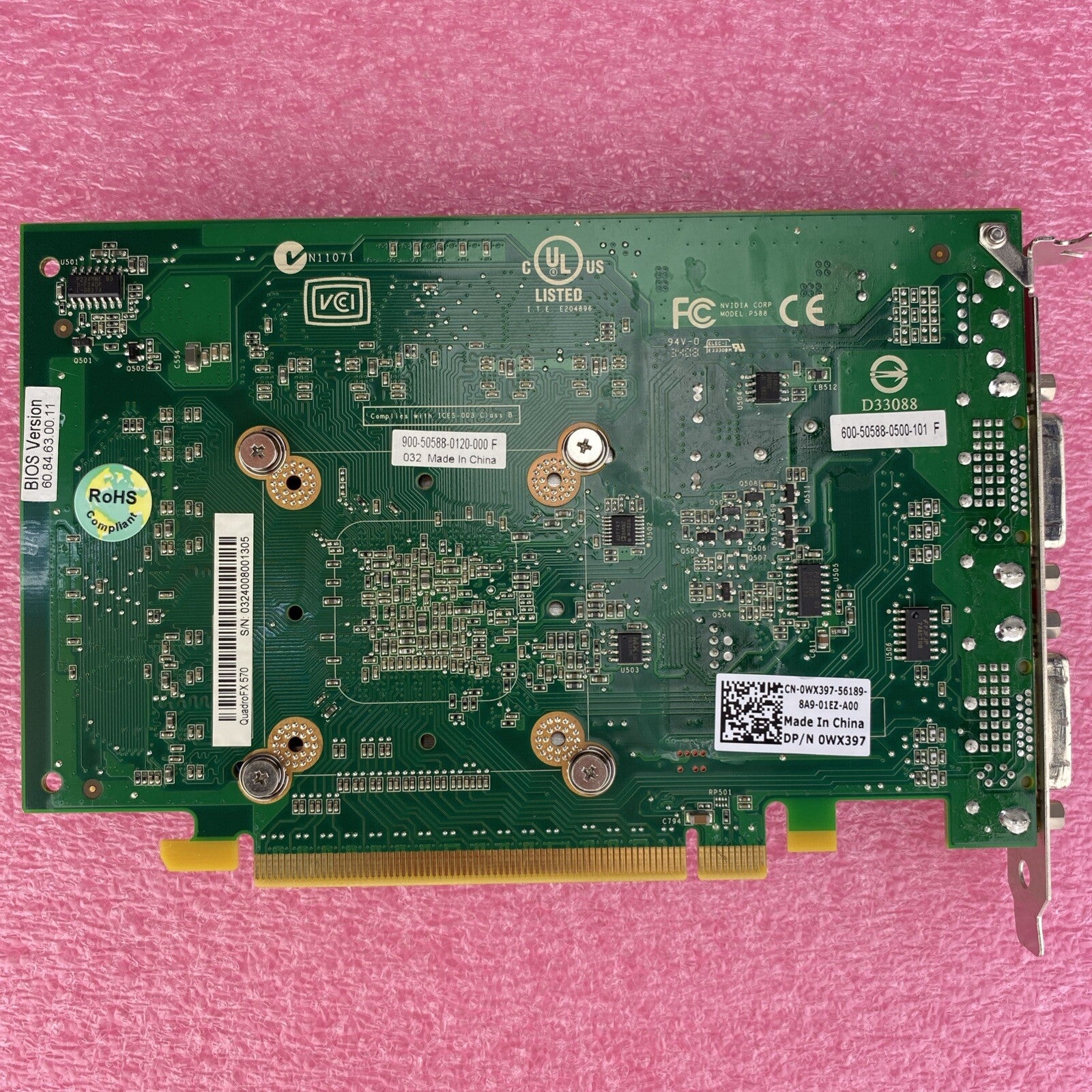 Dell 0WX397 NVIDIA Quadro FX 570 256mb GDDR2 PCIe Graphics Card Lot Of 3