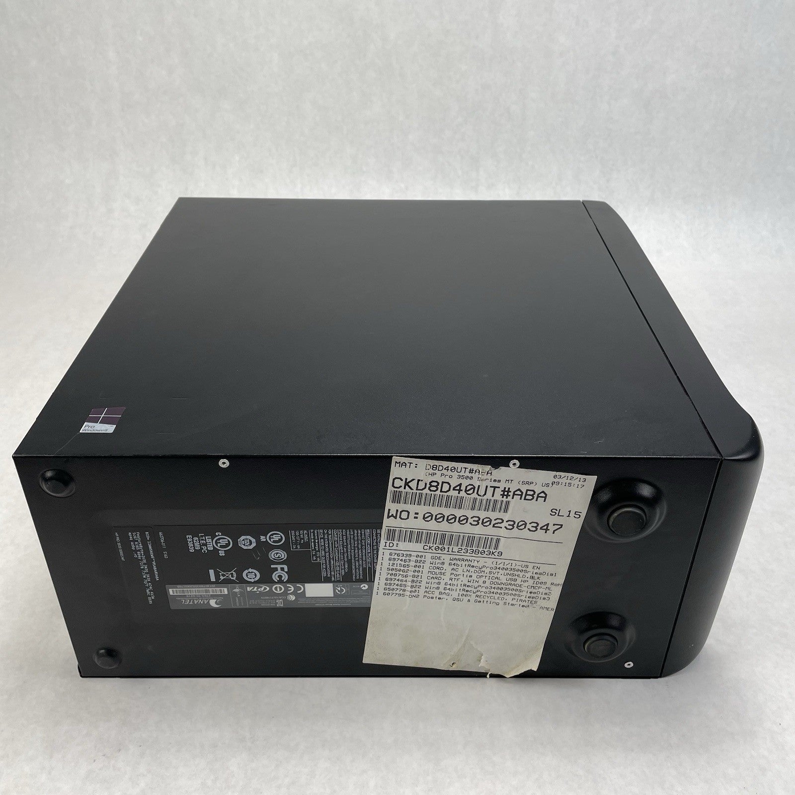 HP Pro 3500 Series MT Pentium G870 3.10 GHz 4 GB RAM DVDRW No HDD No OS