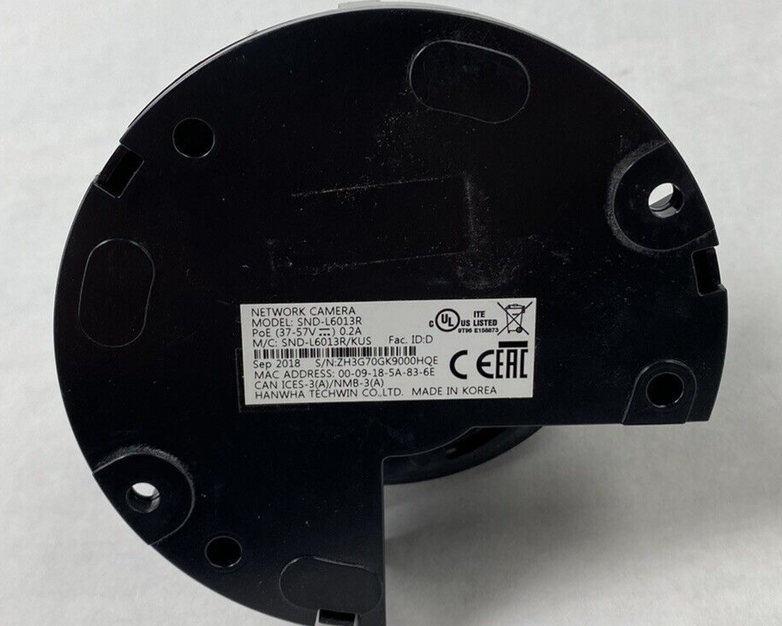 Hanwha Techwin Wisenet SND-L6013R Network Camera Untested