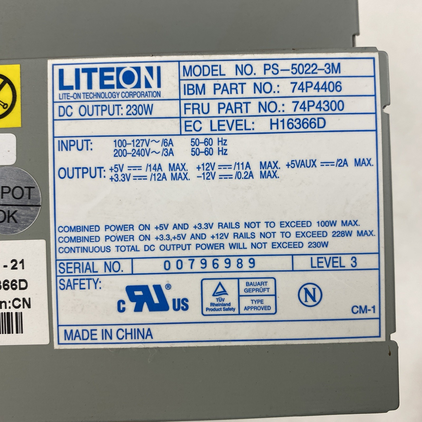 LiteOn PS-5022-3M 230W Power Supply Tested