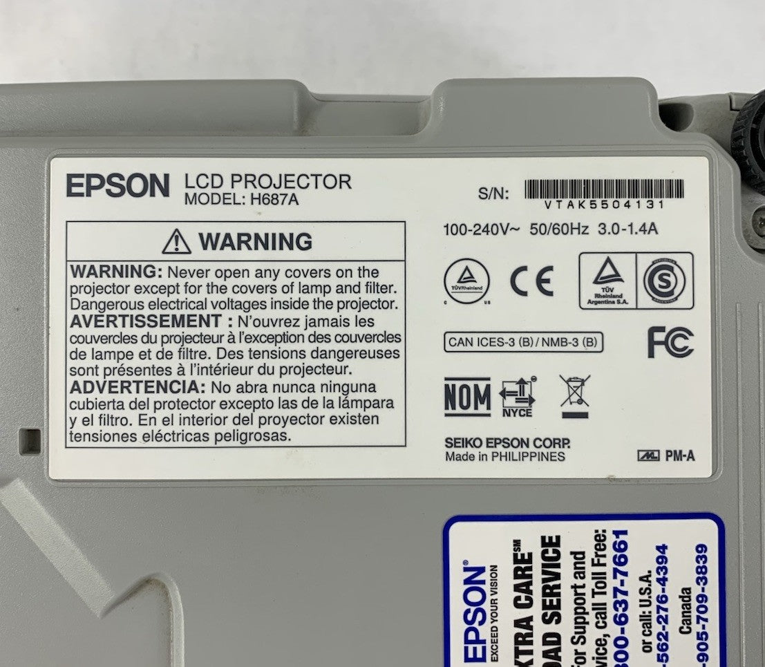 Epson PowerLite 98H H687A LCD Lamp Projector 96 Lamp Hours- Yellow Hue No Remote8