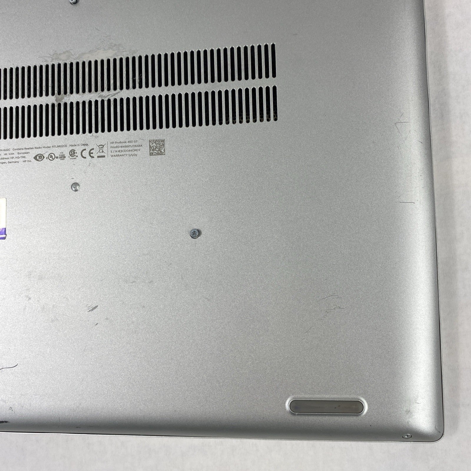 HP ProBook 450 G7 Intel Core i5-10210U 1.60 GHz 16GB RAM 15.6" No SSD No OS