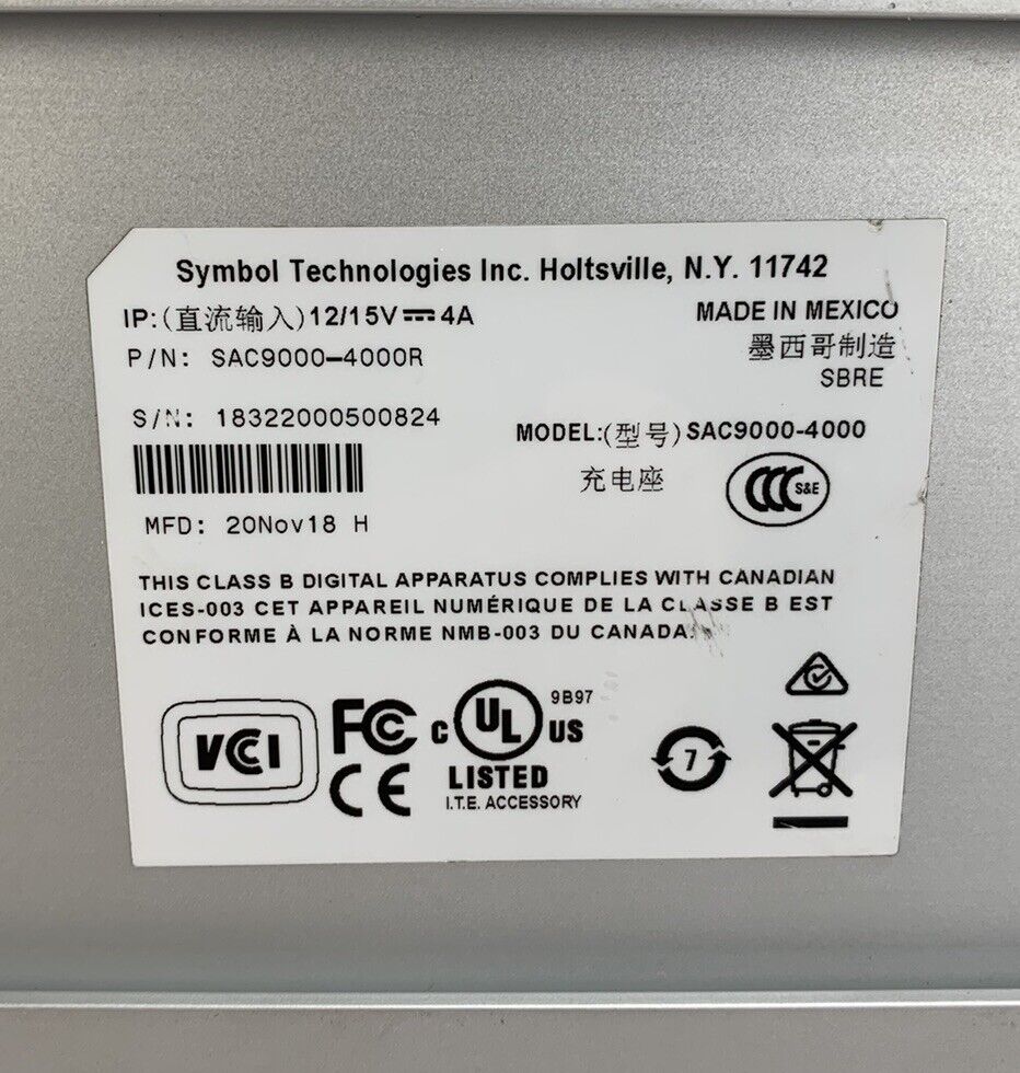 Motorola Symbol SAC9000-4000 Battery Charger Cradle
