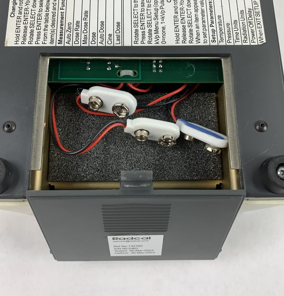 RadCal 9010 Radiation Monitor Controller - Factory Reset8