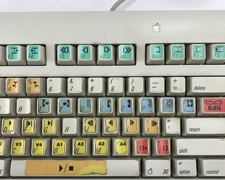 Vintage Apple Design M2980 Keyboard with Editor Key Overlay - Parts or Repair