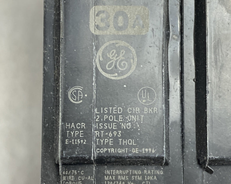 General Electric Model C THQL2130 30A 2 Pole Plug In Circuit Breaker Box Of 5
