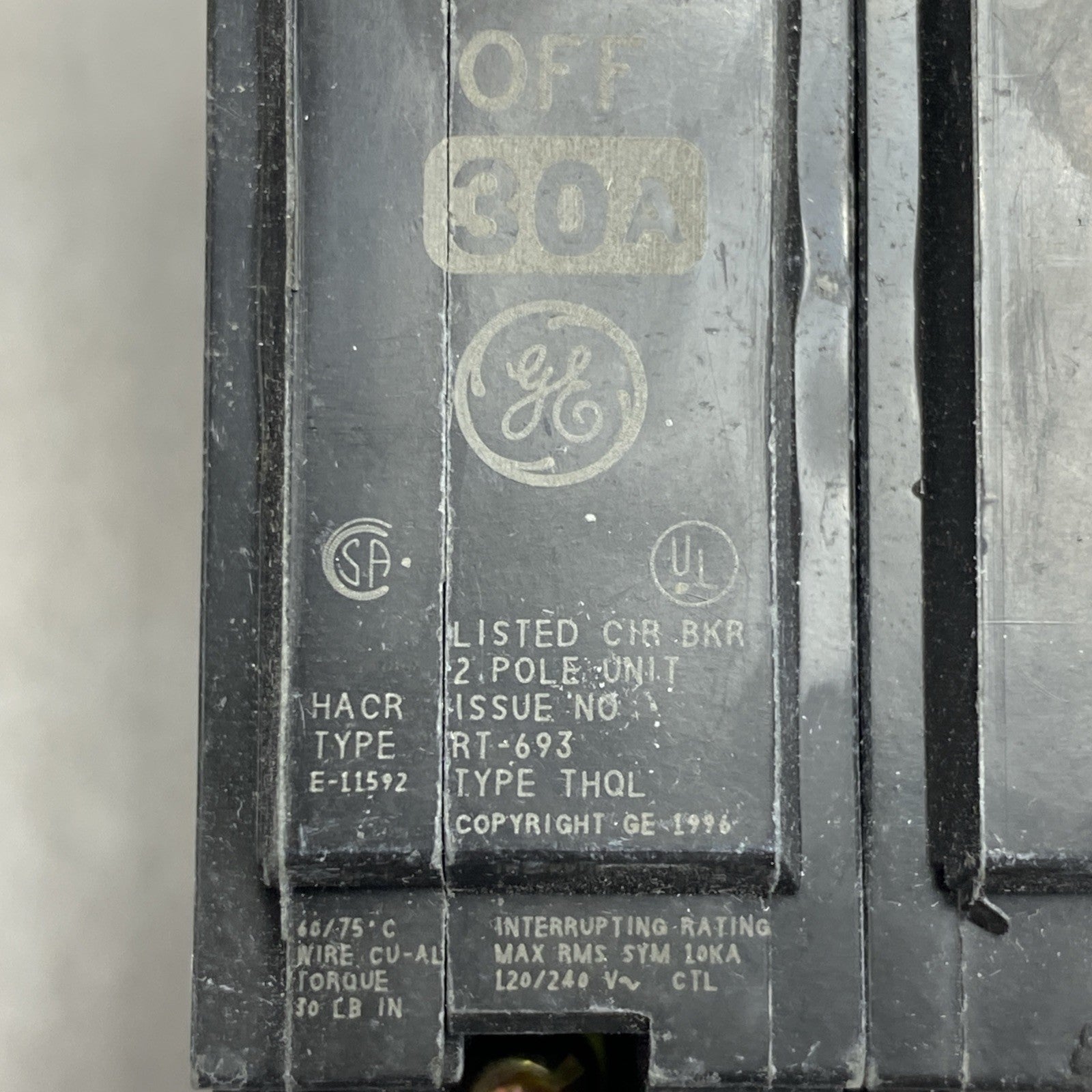 General Electric Model C THQL2130 30A 2 Pole Plug In Circuit Breaker Box Of 55