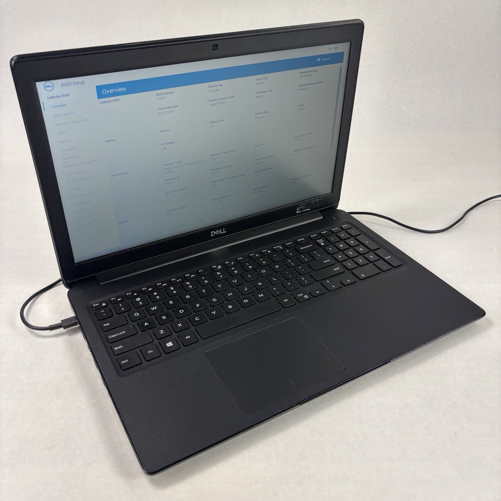 Dell Latitude 3500 15.6" Laptop i5-8265U 1.6 GHz 8 GB Ram No OS No HDD No AC