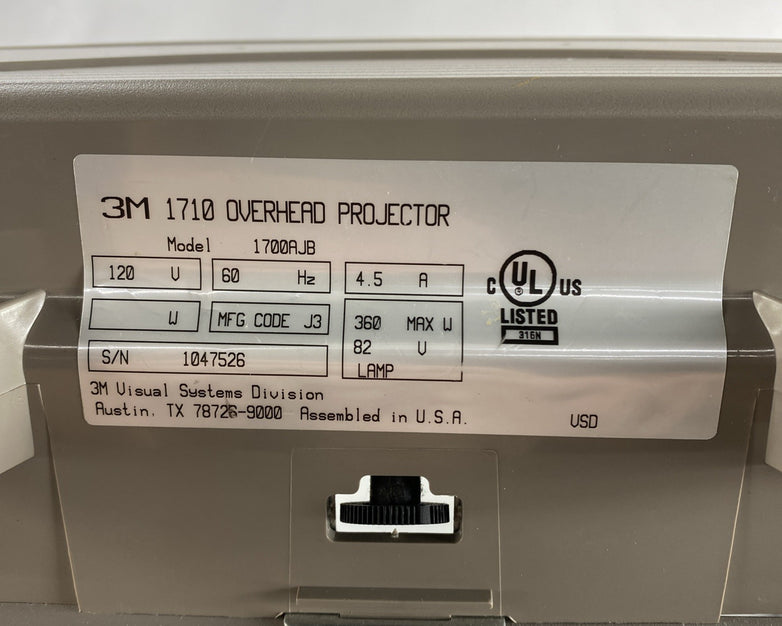 3M 1700AJB 1710 Overhead Projector Parts or Repair Tested