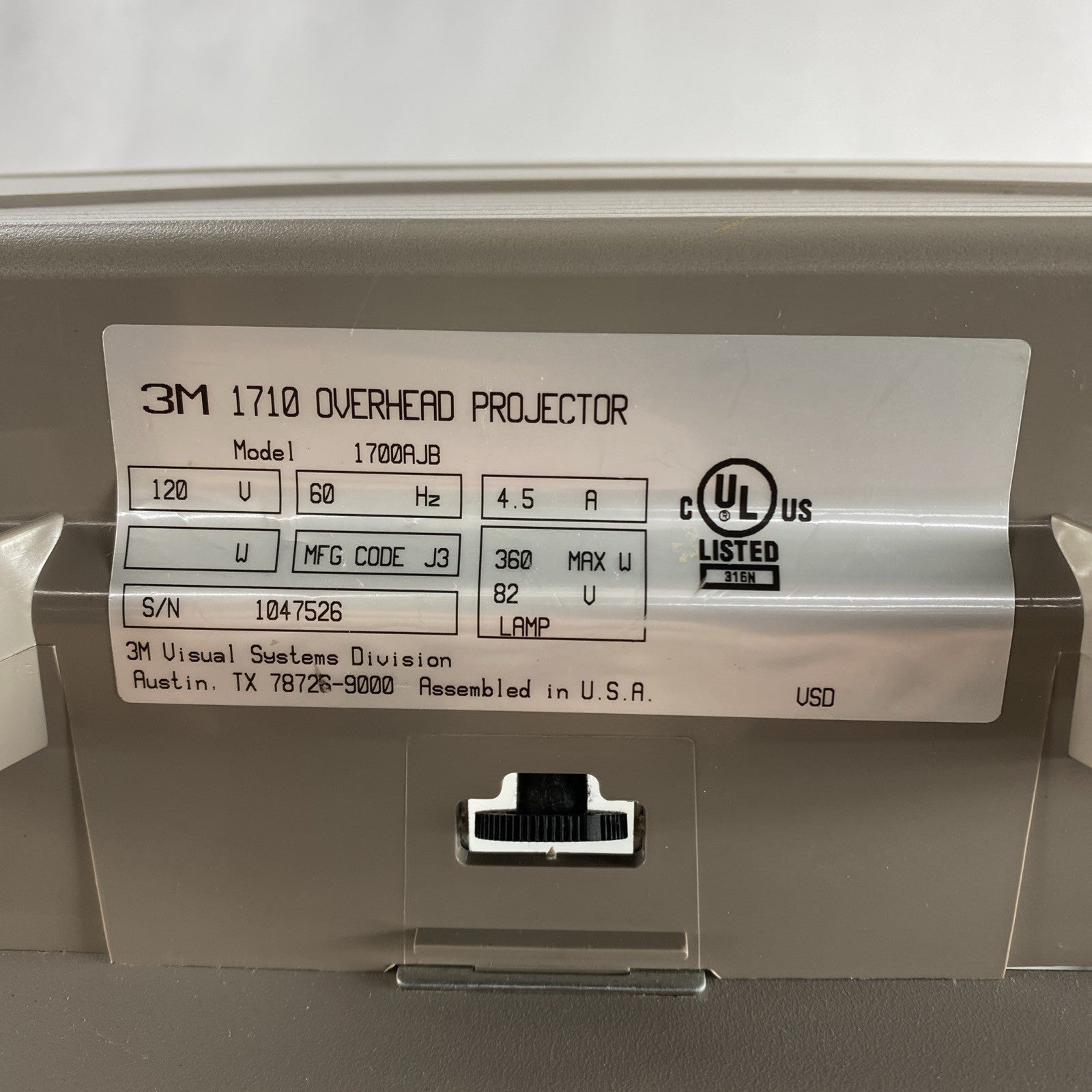 3M 1700AJB 1710 Overhead Projector Parts or Repair Tested9