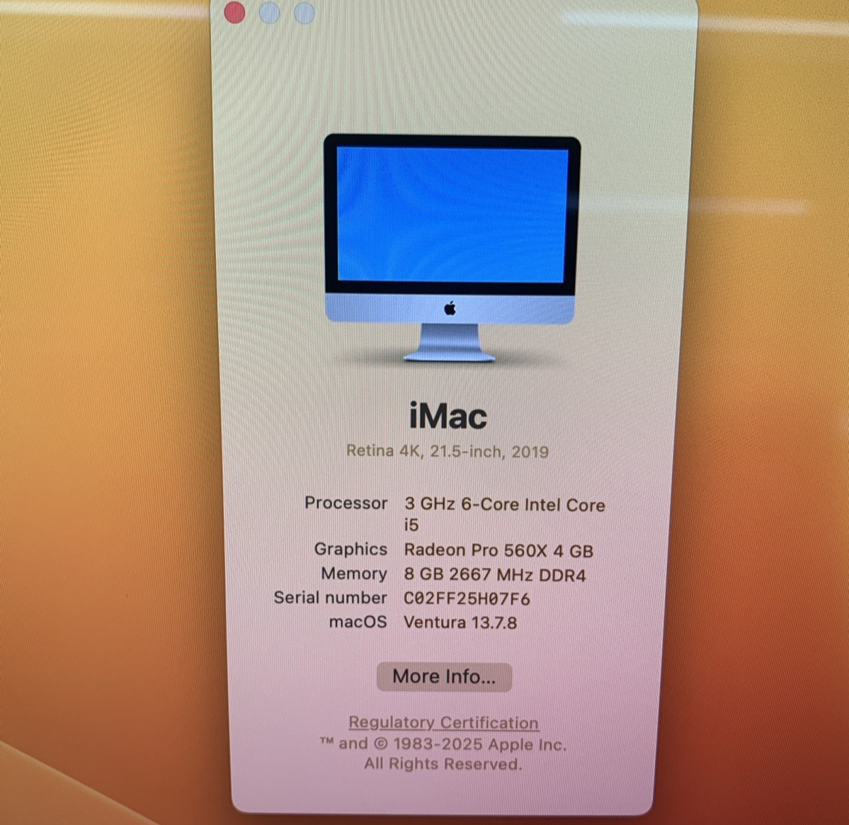Apple iMac A2116 2019 Retina 4K 21.5" 3GHz i5 8GB RAM 250GB SSD - Screen Crack1