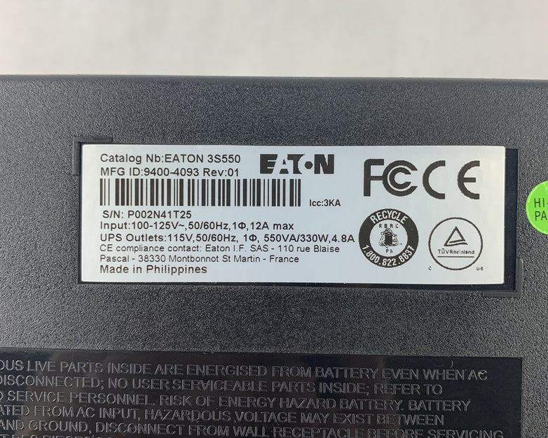 Eaton 3S550 Desktop UPS 330 Watt 550 VA Tested W/ Batts