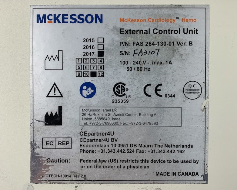 McKesson FAS 264-130-01 External Control Unit - Power Tested