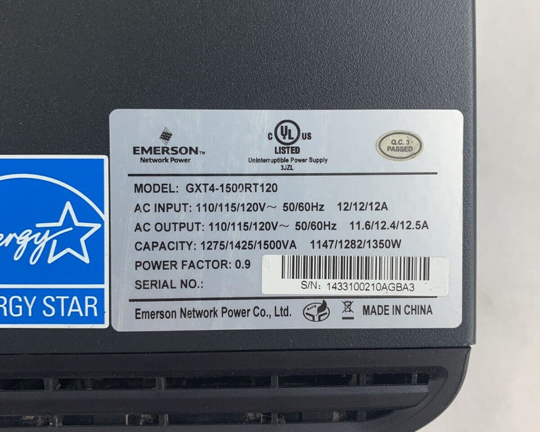 Emerson Vertiv Liebert GXT4-1500RT120 Network Power UPS System No Batteries