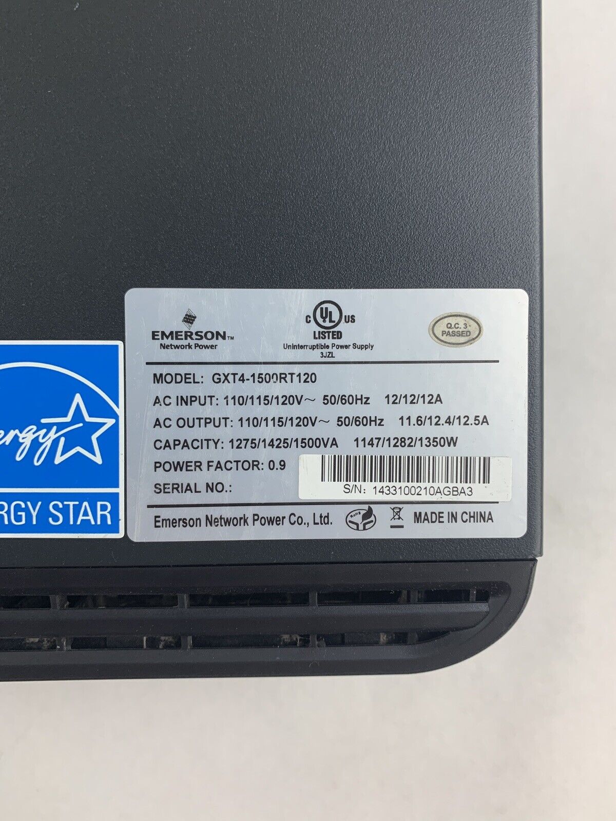 Emerson Vertiv Liebert GXT4-1500RT120 Network Power UPS System No Batteries