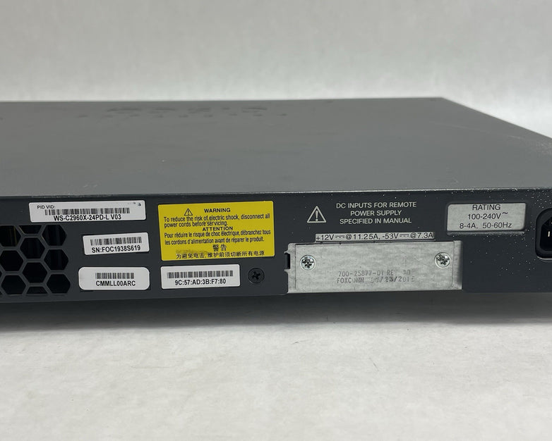 Cisco WS-C2960X-24PD-L V03 Tested & Reset No Rack Ears